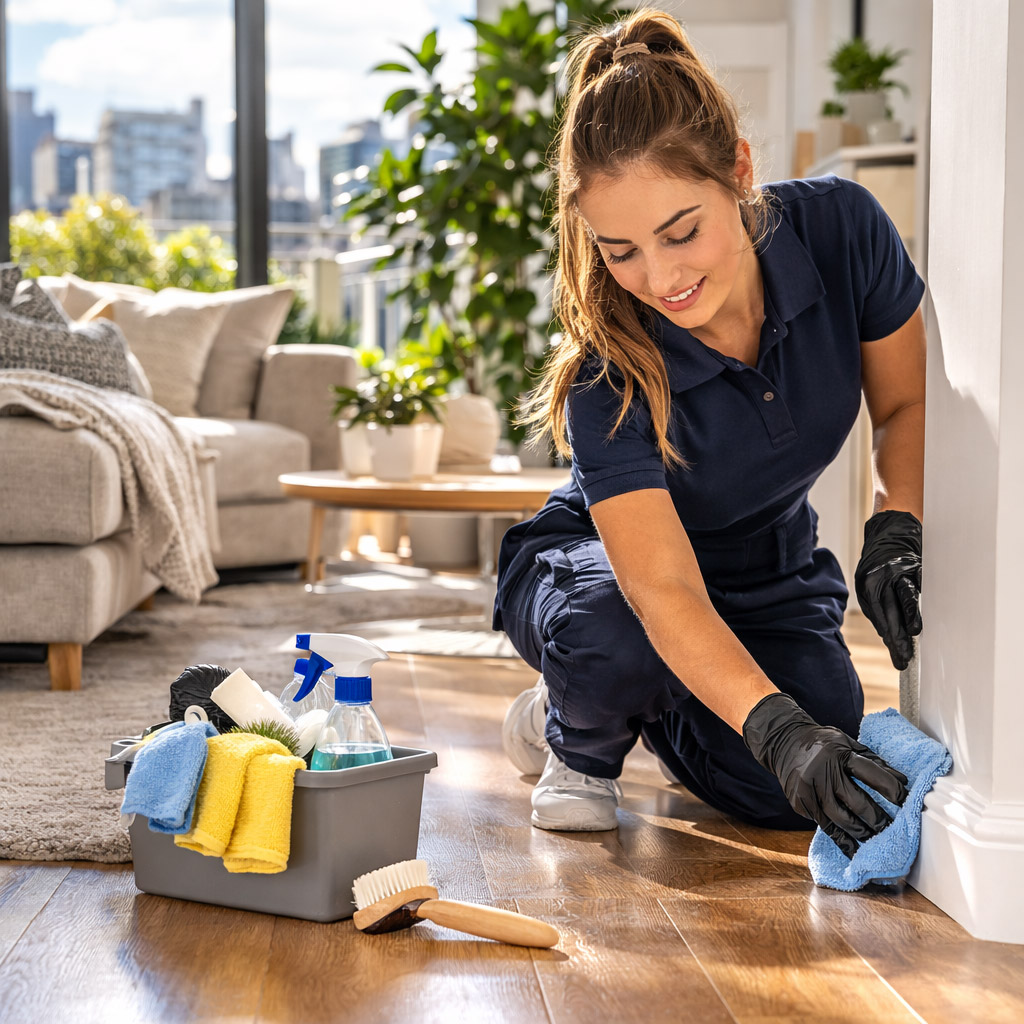 specialist cleaning services London professional cleaner deep cleaning floor and kitchen area